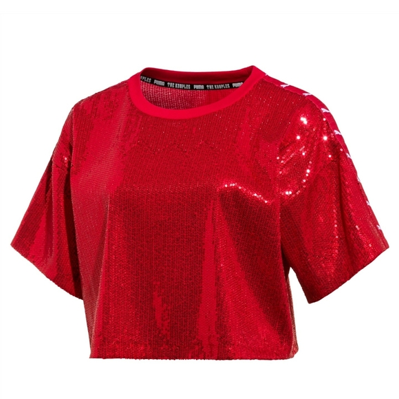 Puma x The Kooples Tops - Puma x The Kooples Women's Sequin Crop Top